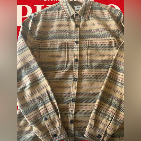 Men’s Striped Shirt with Pocket - Picture 1 of 3